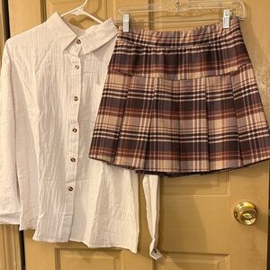 Pink Rose Sz S Brown Plaid Pleated Pull on  Academia School Girl Y2K Urban Core